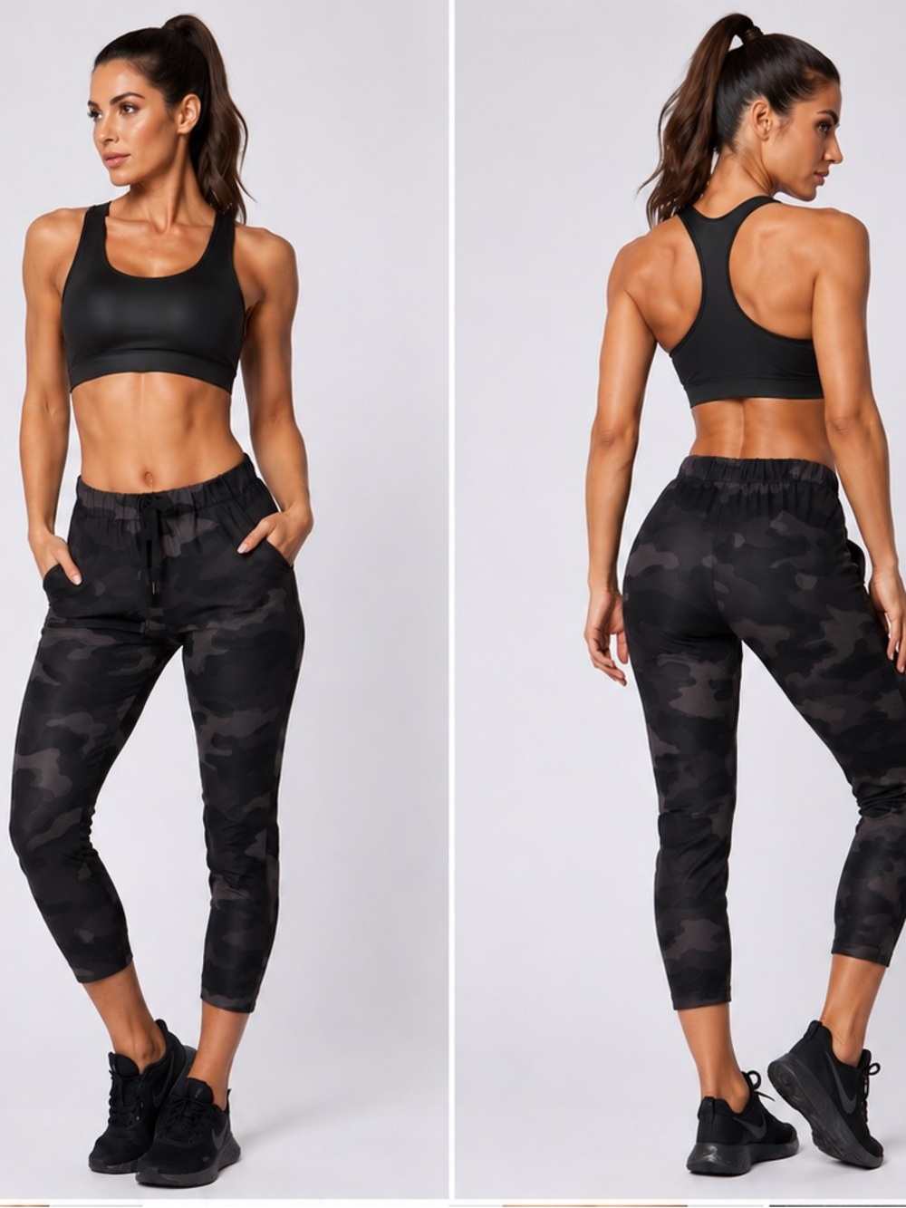 NWT Scorpio Sol Fare Crop Jogger Black Tonal Camo Athletic Pants Size Small